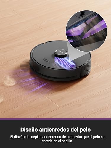 E6 Plus Robot Aspirador y Fregasuelos, 5000Pa Succión Potente, Base de Vaciado Automático 2.5L,Sistema LiDAR preciso, Control por App, Diseño Anti-enredo, Ahorrador de Espacio,Mapa Multicapa