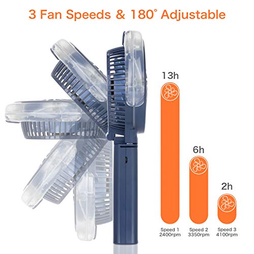 COMLIFE Handheld Misting Fan Portable Fan Facial Steamer-Rechargeable Battery Operated Fan, Foldable Travel Fan with Cooling Humidifier and Colorful Nightlight for Camping, Hiking, Outdoor (Blue)