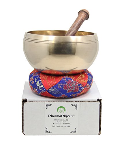 Tibetan Hand Hammered Old HEALING Singing Bowl 4.5" Diameter / Wooden Stand and Mallet