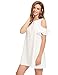 Milumia Women's Scoop-Neck Solid Sleeve Short Straight Dress, White, X-Large