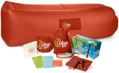 The Castaway inflatable air hammock, portable indoor or outdoor, beach, camping, park, backyard lounge sofa (Burnt Orange)