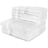 Luxury Bath Towels Egyptian Cotton - 8 Piece | 2 Bath Towels, 2 Hand Towels, 2 Matching and 2 Extra Washcloths | 650 GSM Egyptian Cotton | Highly Absorbent & Ultra Soft Bathroom Towel Set | White