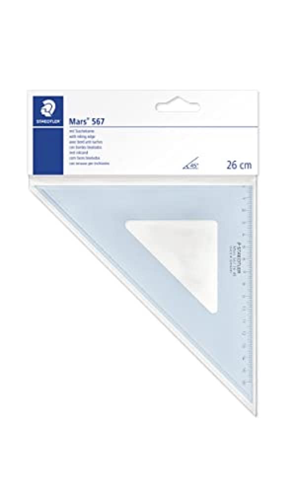 STAEDTLER 567 26-45 Mars Set Square, 25 cm 45/45 Degree - Transparent (Pack of 1)