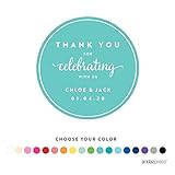 Andaz Press Personalized Circle Labels Stickers, Wedding, Thank You for Celebrating With Us, 40-Pack - Custom Made Any Name,