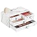 mDesign Decorative Wide Plastic Makeup Organizer Storage Station with 4 Drawers for Bathroom Vanity, Countertop, Cabinet - Holds Lip Gloss, Eyeshadow Palettes, Brushes, Blush, Mascara - Marble