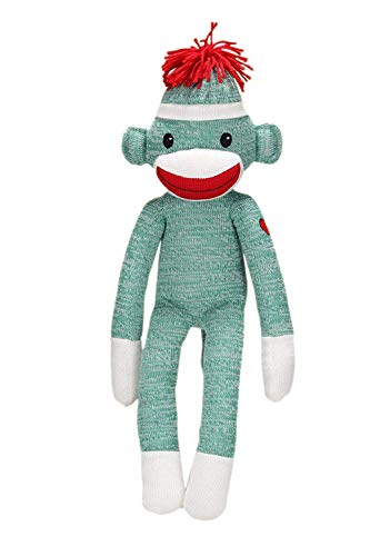 Plushland Adorable Green Sock Monkey, The Original Traditional Hand Knitted Stuffed Animal Toy Gift- - //coolthings.us