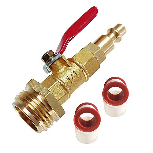 Winterize Blowout Adapter with 1/4" Male Quick Plug & 3/4" Male GHT Thread,Brass Quick Fitting with Ball Valve for Blowing Out Water to Winterize Garden Hose, Sprinkler Systems, etc. (Male GHT) - Thumbnail 5