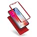 iPhone X Case,AICase Ultra Thin Lightweight Supre Fashion Full Body Coverage Protection Soft PC [Dual Layer][Slim Fit] Case with Tempered Glass Screen Protector for Apple iPhone X/10 (Red)
