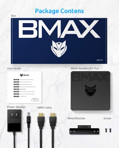 Bmax B1 Plus Mini PC N3350(up to 2.4GHz) 6GB DDR3/64GB eMMC Mini Desktop Computer HDMI/VGA Port 4K HD Gigabit Ethernet 2.4GHz/5GHz Dual WiFi BT4.2 Micro Pc Mini Computer