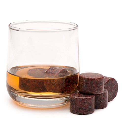 Whiskey Stones - Pure Red Granite - Set Of 6 Round Stones With Display Tray - Thumbnail 3