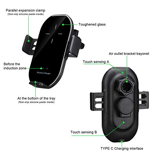 MOTOBA Car Wireless Charger Cup Holder Air Vent Phone Mount Infrared Sensor Wireless Car Charger Auto Clamping Compatible with iPhone 11/11 pro/11 pro max/XR/XS XS Max,Samsung Note 9/S10/S9/S8