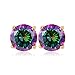 U7 Women Girls CZ Earrings Round Cut Cubic Zirconia 2.75 Carat 9mm Colorful Diamond Gold Plated Stud Earrings