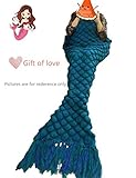 Mermaid Blanket Adult size, Crochet Snuggle Sleeping Bag with scale Pattern and Tassels Decoration