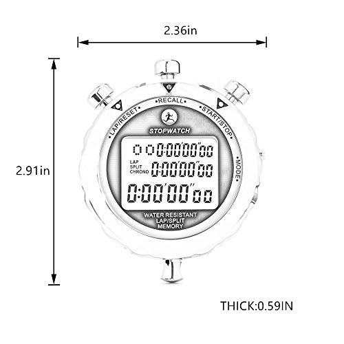 Rolilink Stopwatch Metal Stop Watch Timer 30 Lap Memory Coach Sports Timer for Competitions, Games - Thumbnail 3