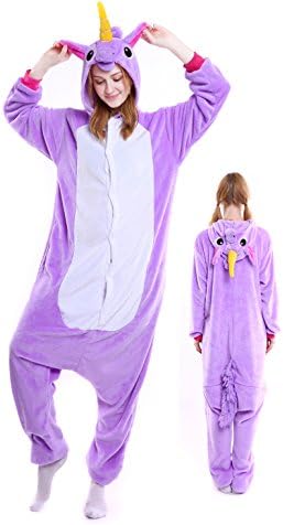 Unisex Unicorn Onesie Pajama For Adult, Kigurumi Women &amp; Men Animal Unicorn Costumes (Medium, Purple Uncorn)