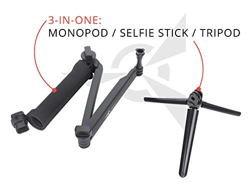 AIRON 3-Way Grip Arm Tripod Foldable Selfie Stick, Stabilizer Adjustable Monopod Mount Holder, Extendable Folding Arm Handle Compatible with Any GoPro Hero 7 6 5 4 3 and Action Camera - Thumbnail 2