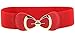 SportsWell Women's Elegant Bowknot Stretch Wide Belt Dress Decorative Waistband Red,One Size
