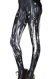 Sister Amy Women's High Waist Black Eyes Digital Printted Ankle Elastic Tights Legging
