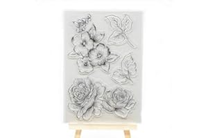 WOOYANGFUN Welcome to Joyful Home 1pc Flower Rubber Clear Stamp for Card Making Decoration and Scrapbooking