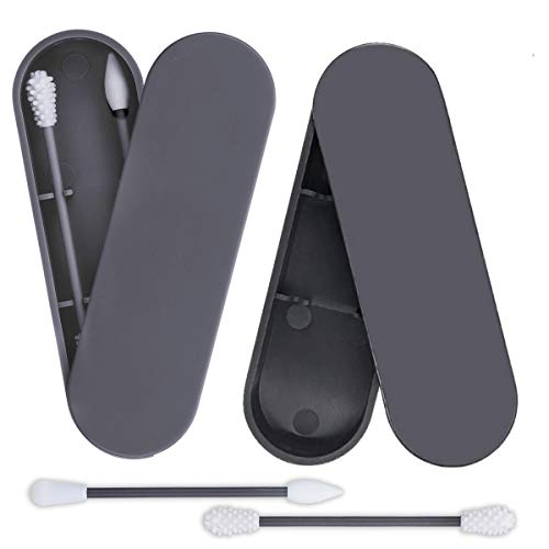 4 Pcs Reusable Cotton Swab, ARTISTORE Safety Washable and Portable Silicone Cotton Swab, Cotton Buds for Ear Cleaning, Makeup, Beauty Treatment with 2 Dust-proof Cases