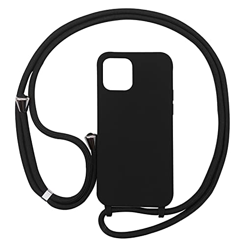 PuYu Zhe Compatible With iPhone 11 Pro Case,Soft Matte Silicone TPU Crossbody Cover with Adjustable Neck Cord Lanyard Strap,Slim Stylish Shockproof Lanyard Case-Black — image 1