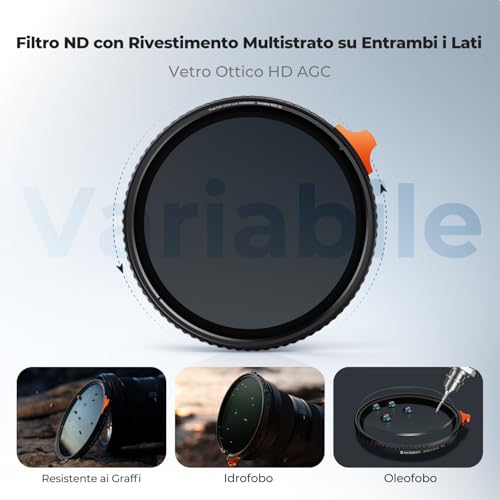 K&F CONCEPT Nano-Xcel 55 mm ND2-32 Variable True Color Filter & Ultra Low Reflectivity, Neutral Density Filters ND2-32 (1-5 Stops) in Optical Glass with 28 Layers Nano Coating