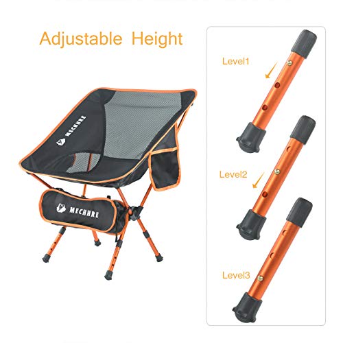 MECHHRE Campingstuhl,Tragbarer Campingstuhl,Ultraleicht Campingstuhl,Faltbar Angelstuhl,Verstellbarer Höhe Campingstuhl… – Bild 6