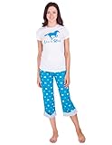 Juniors Live to Ride 2 Piece Pajama Set with Heart Capri Pants