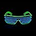 PINFOX Glow Shutter Neon Rave Flashing Glasses El Wire LED Sunglasses Light Up DJ Costumes For Party, 80s, EDM RB03 (Light Green - Blue)
