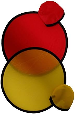 BZANY Red And Yellow Toy Pocket Fan Flying Disc With Pouch (Pack Of 6)