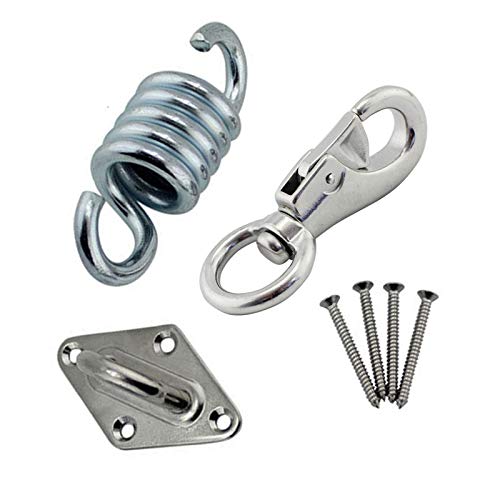 Hammock Chair Hanging Kit for Your Indoor Hammock and Garden Swing Seat Hanging Needs-500 LB Capacity Hammock Hardware Spring, Swivel Hook, Ceiling Hammock Mount + 4 Screws - Hammock Hanger