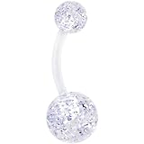 Body Candy Clear Bioplast Glitter Acrylic Ball Belly Ring