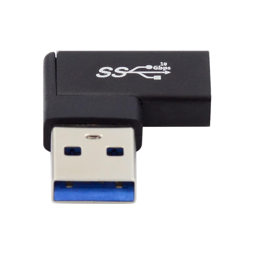 cablecc Female USB-C Type C to A Male USB 3.0 Data Charge Adapter 90 Degree Flat Horizontal Left Angled for Laptop Desktop