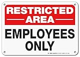 Restricted Area Employees Only No Trespassing Sign by My Sign Center - Rust Free, UV Coated and Weatherproof .040 Aluminum - Rounded Corners and Pre-Drilled Holes - 7" x 10" - A81-199AL