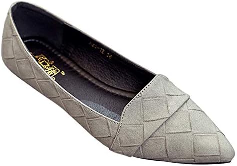 Huatime Women Shoes Ballet Flats - Pointed Toe Slip On PU Leather Loafers Boat Weave Ladies Comfortable Pointed Toe Spring Shoes
