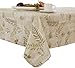 EVERYDAY LUXURIES Boxed Fern Flannel Backed Vinyl Tablecloth Indoor Outdoor, 60-Inch by 102-Inch Oblong (Rectangle), Taupe