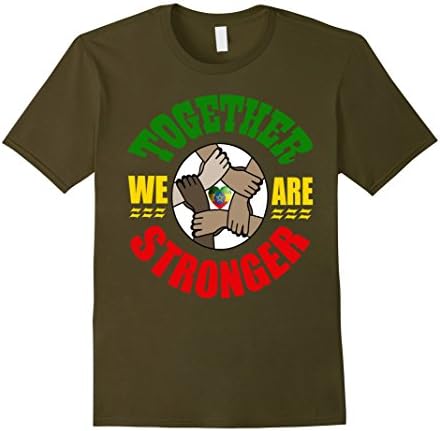 Mens Together We Are Stronger-Rasta Love Heart- Kingston T Shirt Small Olive