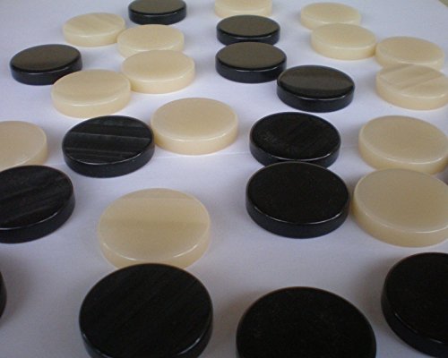 30 Acrylic Backgammon Checkers - Chips Black & Ivory 1.4 inches