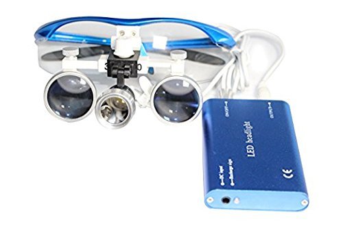3.5X 420 mm Dental Surgical Binocular Loupes Magnifier Glasses and LED Headlamp Blue