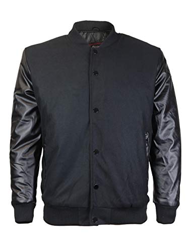Maximos USA Men's Premium Vintage Baseball Letterman Varsity Jacket (Large, Black)