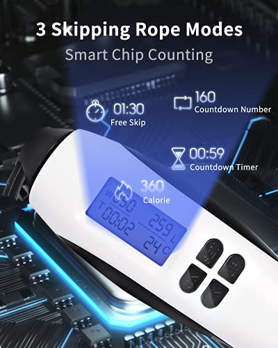 Jump Rope Counter, cordless skipping rope with Calorie Counter,weighted jump rope for woman, man, kids, Fitness, Crossfit, Exercise , Boxing, Gym