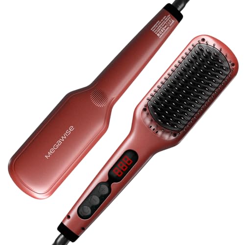 Megawise Pro Keramik-Ionen-Glättbürste – Schnelles Aufheizen in 20 Sekunden, Abschaltautomatik, Verbrühschutz, Doppelspannung, drehbares Netzkabel – S