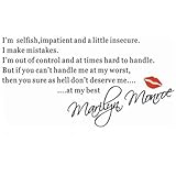 WOW!Stickers I Am Selfish-Marilyn Monroe Famous Quote Wall Sticker Paper Vinyl Art Decal