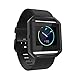 GeeRic Band and Frame Compatible with Fit Bit Blaze, Soft Silicone Strap Wristband for Smart Fitness Watch, Sports Men Women Black Band&Balck Frame Large