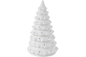 ZWEIPAPPEL Ceramic Christmas Tree Set Tealight Ceramic Holder Height: 6.3inch Matte White Translucent Tiered Silhouette Sculptural Accents