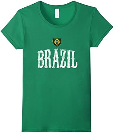 Womens Vintage Brazil Flag T-shirt Brazilian Pride Soccer Sports Small Kelly Green