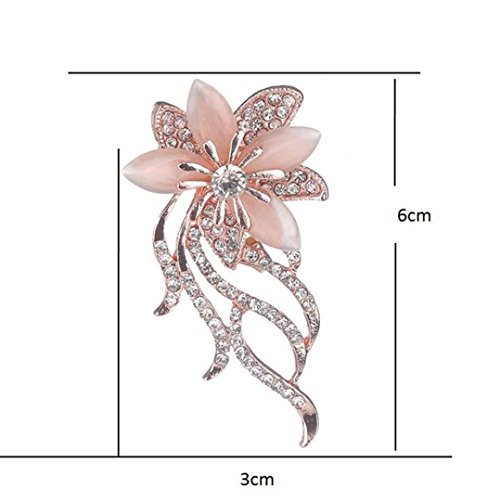 Alonea Brooch Pins, Flowers Crystal Rhinestone Retro Bronze Lapel Pin Brooches Collar (Pink ❤️)