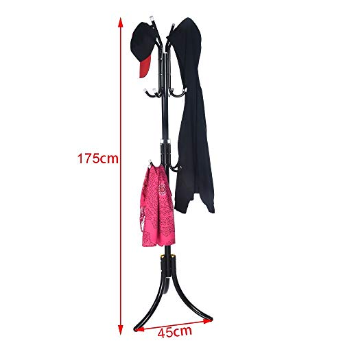 Three-legged Assembled Coat Rack，Buybuybuy Standing Entryway Coat Rack Coat Tree Hat Hanger Holder 12 Hooks for Jacket Umbrella Tree Stand with Base Metal - Thumbnail 6