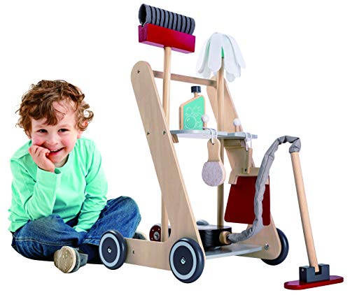 MMP Living Pretend Play Cleaning Cart - 7 Pieces, Wood