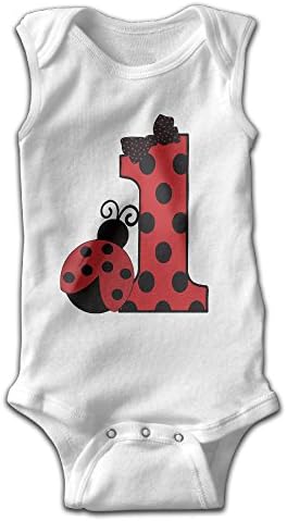 DMTEC Unisex Baby Boy Girl Onesie 1st Birthday Lady Bug Sleeveless Cotton Jumpsuit 0-24M
